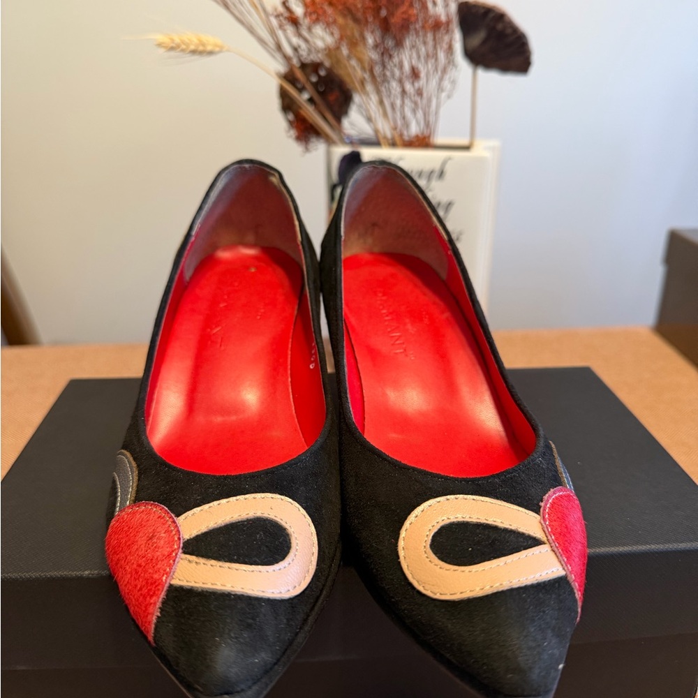 Elegant Black and Red Heart Women's Heels
